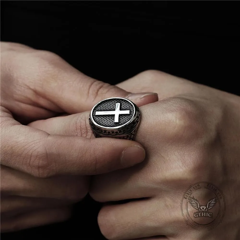 Dragon Scale Pattern Stainless Steel Cross Ring sold by GTHIC product image thumbnail 2