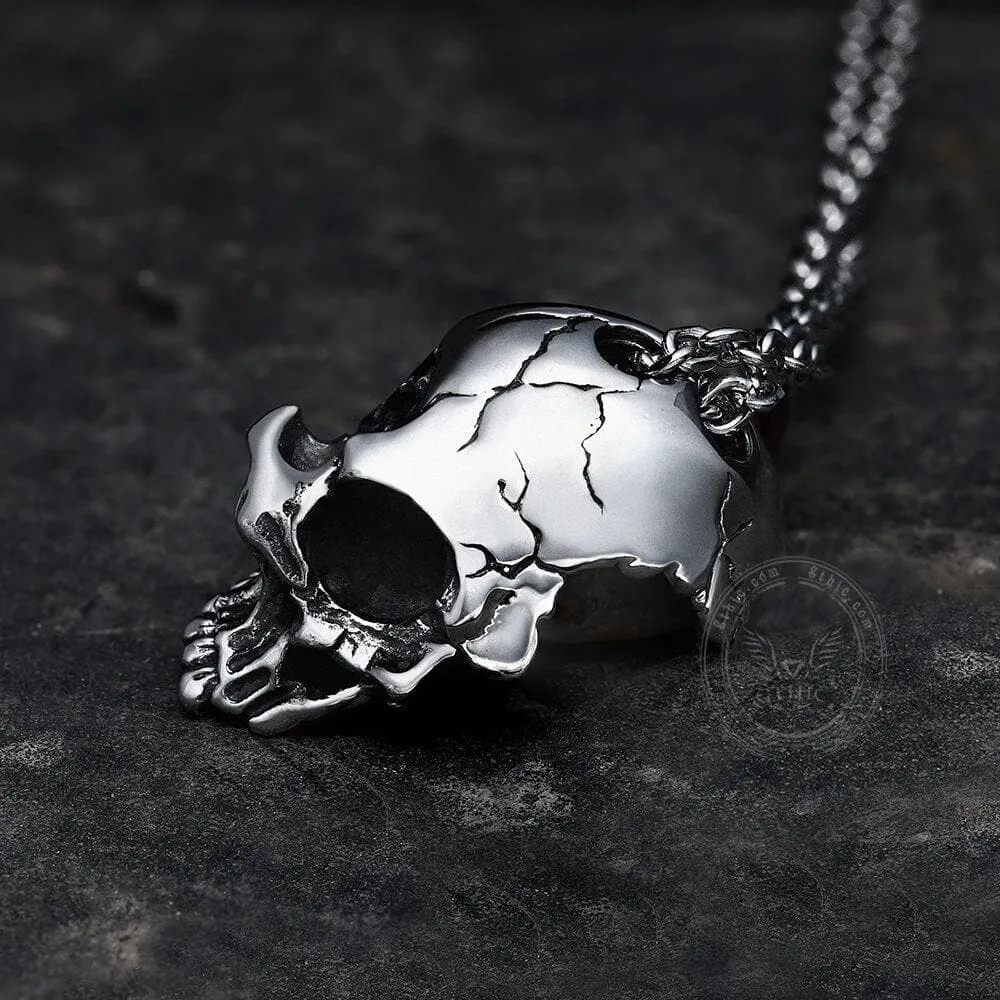 Damaged Half Face Skull Necklace sold by GTHIC product image thumbnail 2
