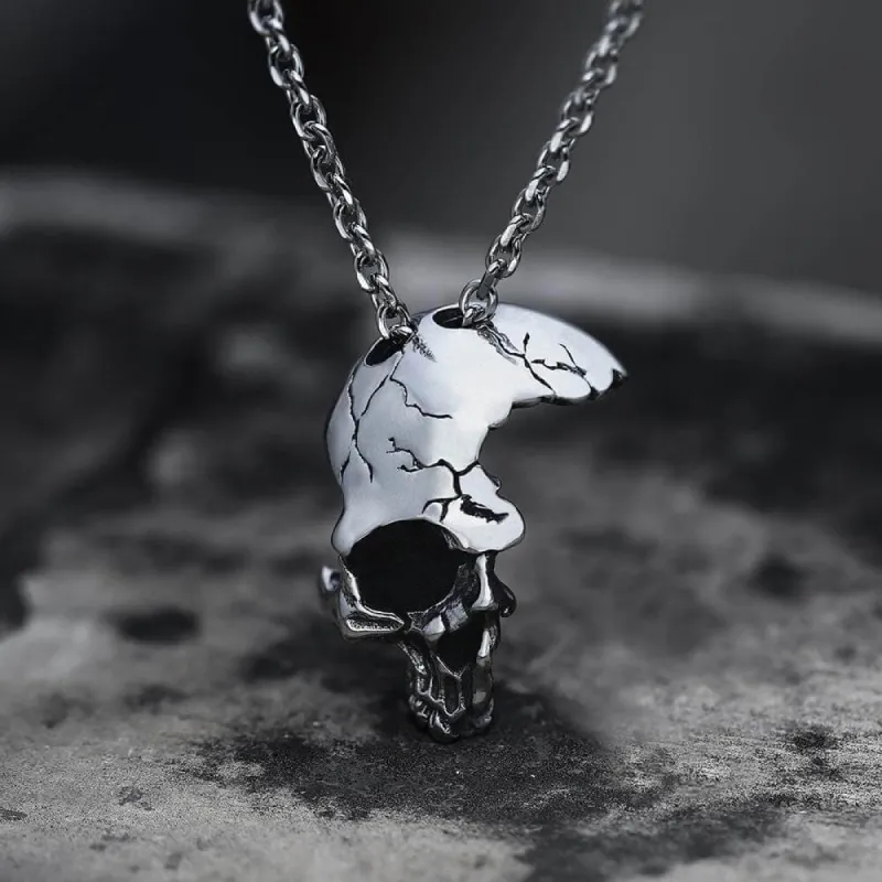 Damaged Half Face Skull Necklace made by GTHIC