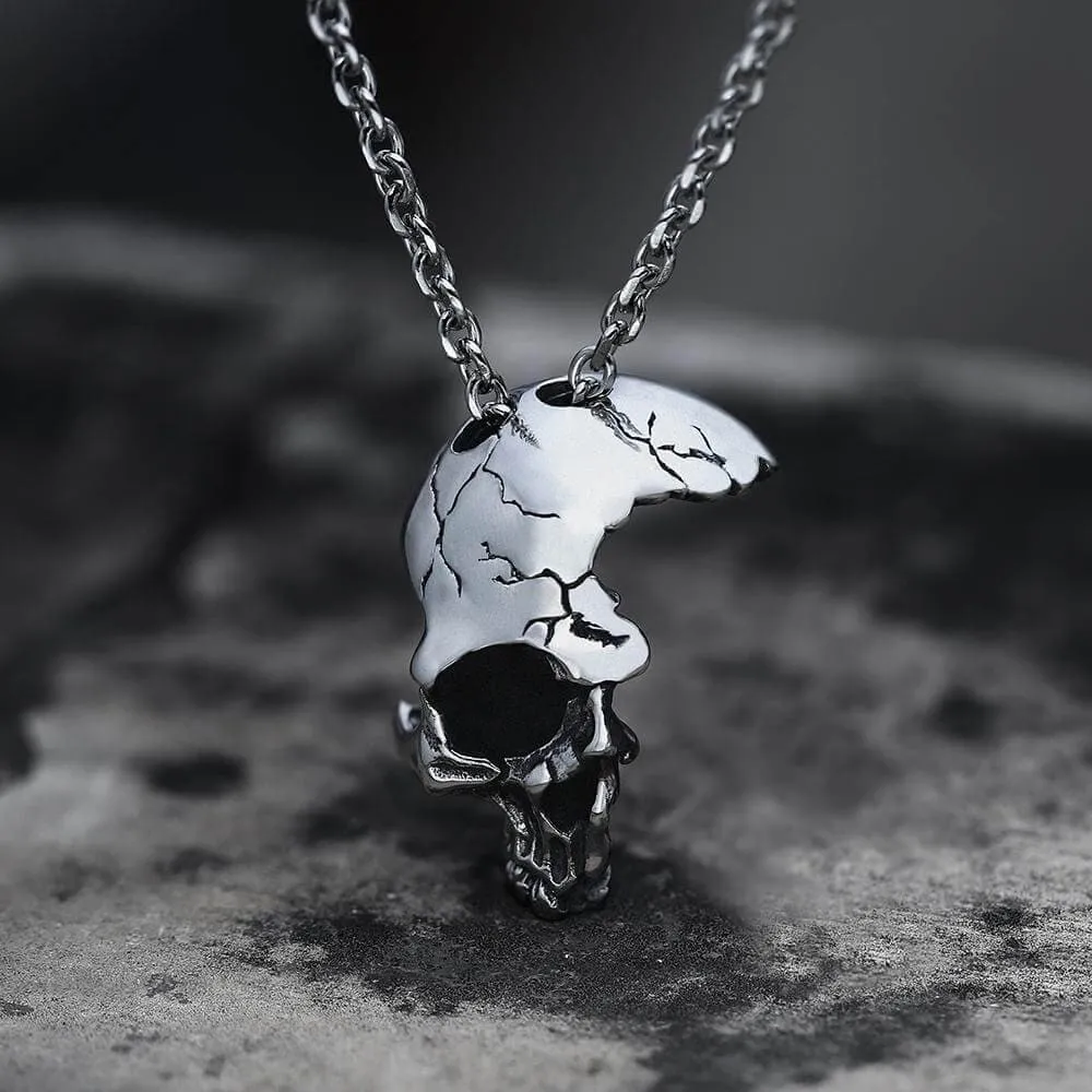 Damaged Half Face Skull Necklace sold by GTHIC