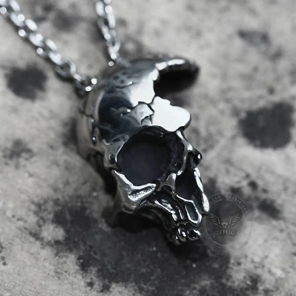 Damaged Half Face Skull Necklace sold by GTHIC product image thumbnail 4