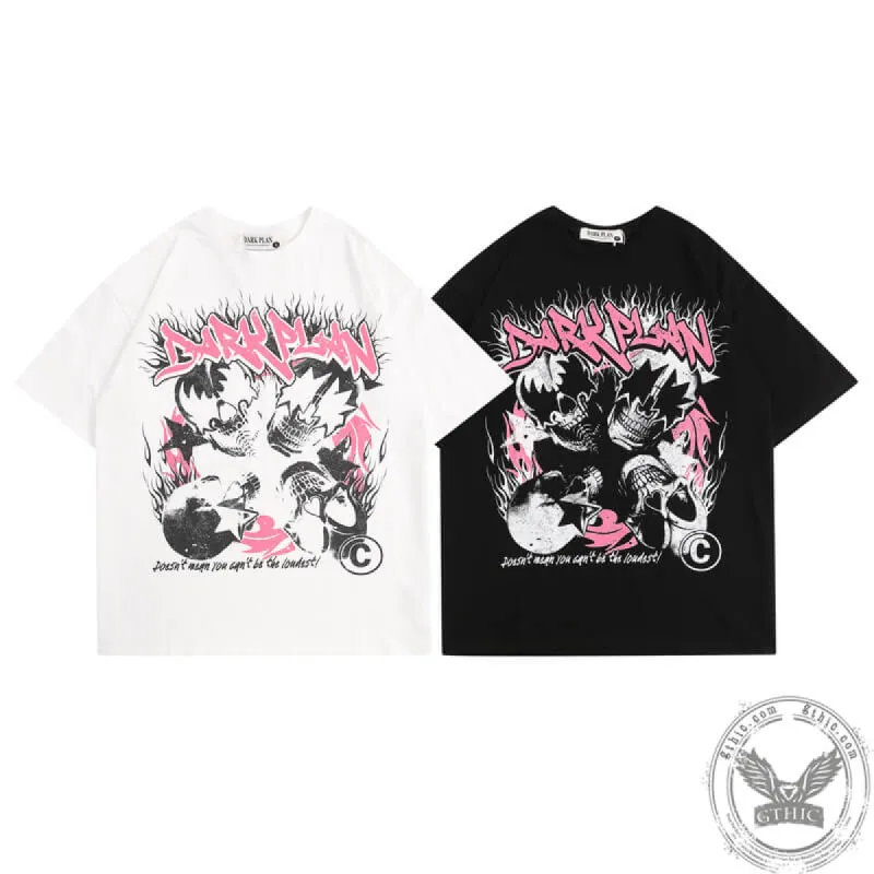 Skulls Graffiti Print Short Sleeve T-Shirt sold by GTHIC