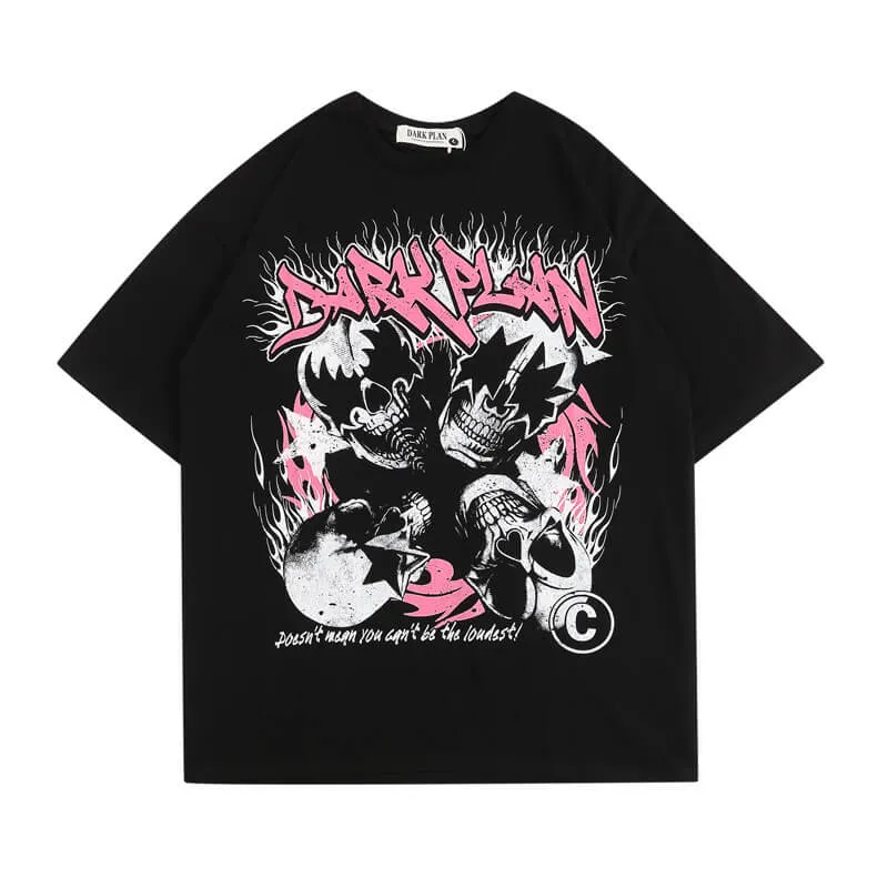 Skulls Graffiti Print Short Sleeve T-Shirt sold by GTHIC product image thumbnail 2