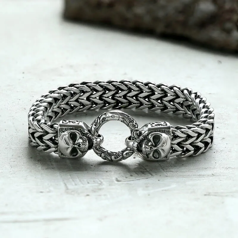 Double Ghost Head Buckle Stainless Steel Skull Bracelet sold by GTHIC