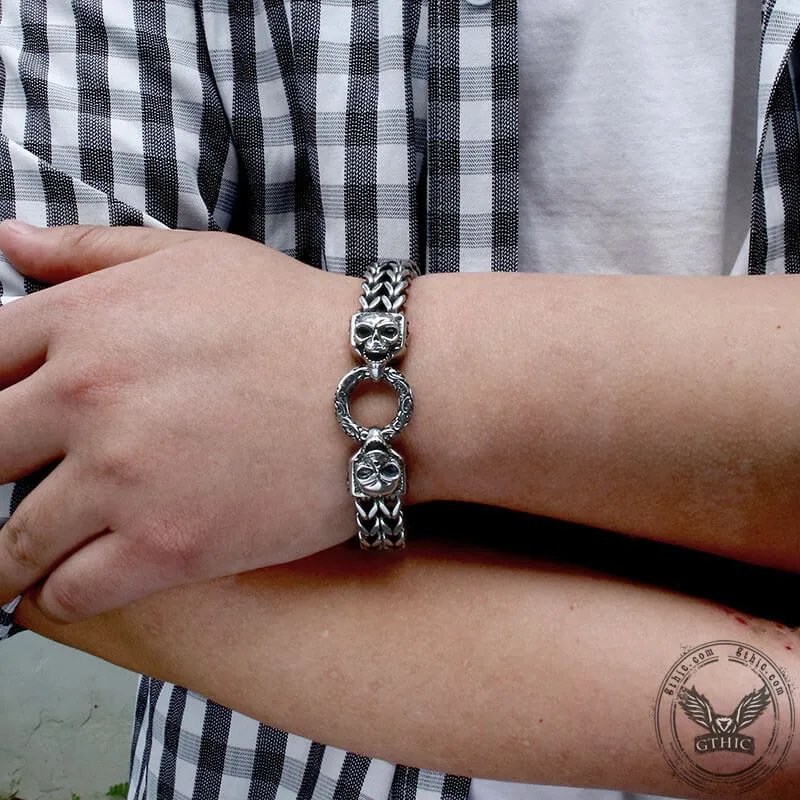 Double Ghost Head Buckle Stainless Steel Skull Bracelet sold by GTHIC product image thumbnail 2