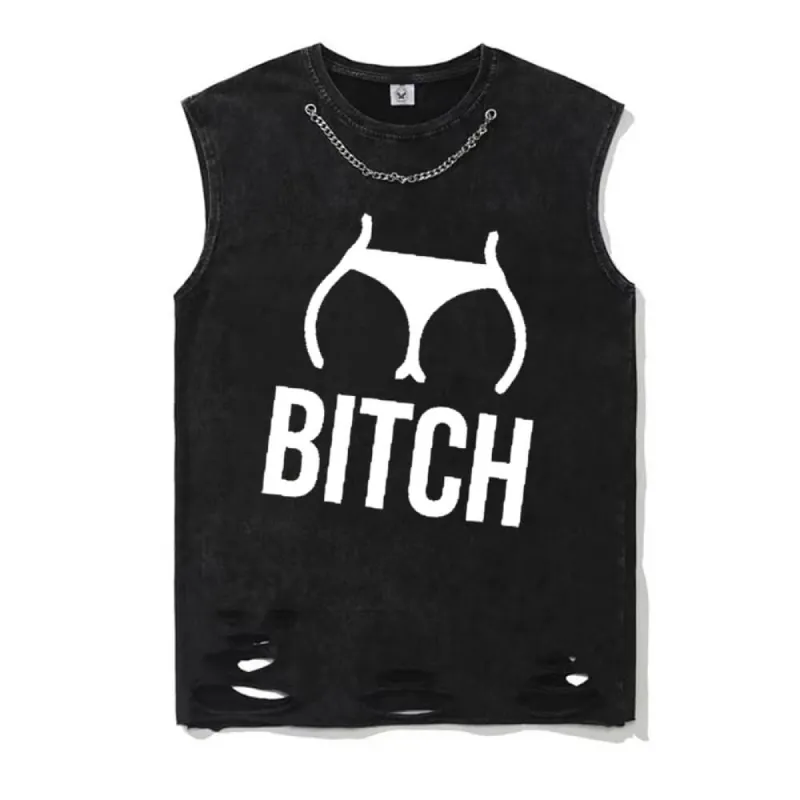 Vintage Washed Butt Bitch Cotton Vest Top sold by GTHIC