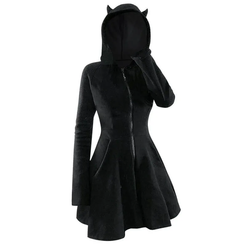 Gothic Black Devil Horn Hooded Dress sold by GTHIC product image thumbnail 3