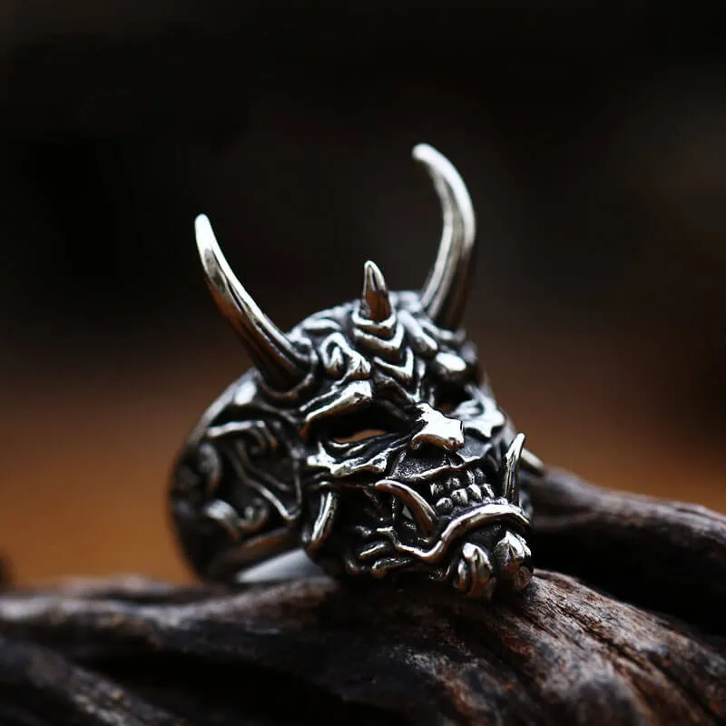 Vintage Oni Mask Stainless Steel Ring sold by GTHIC
