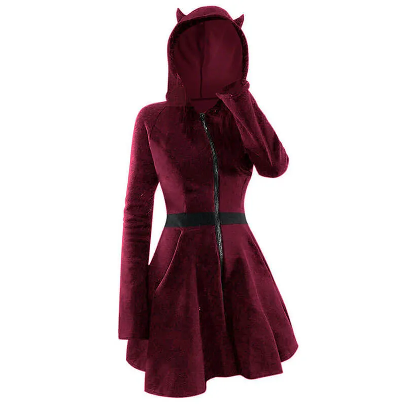 Gothic Black Devil Horn Hooded Dress sold by GTHIC product image thumbnail 2