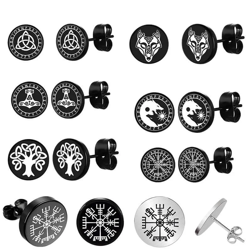Viking Sigils Stainless Steel Stud Earrings sold by GTHIC