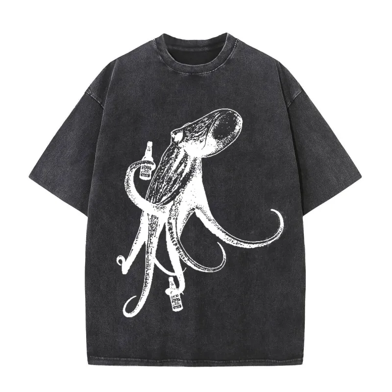 Vintage Washed Drinking Octopus T-shirt sold by GTHIC