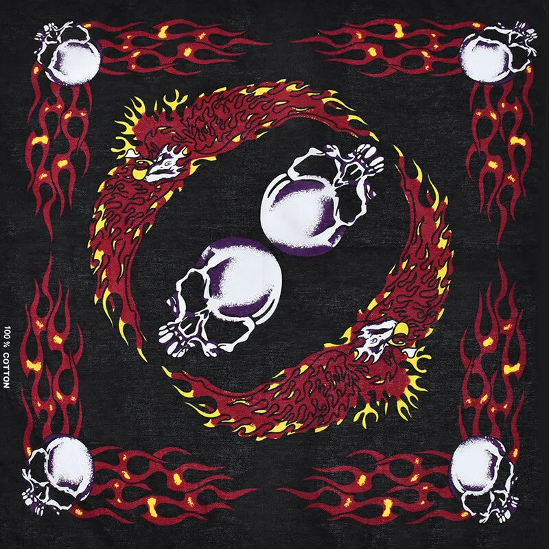 Fire Wings Print Cotton Skull Square Scarf sold by GTHIC