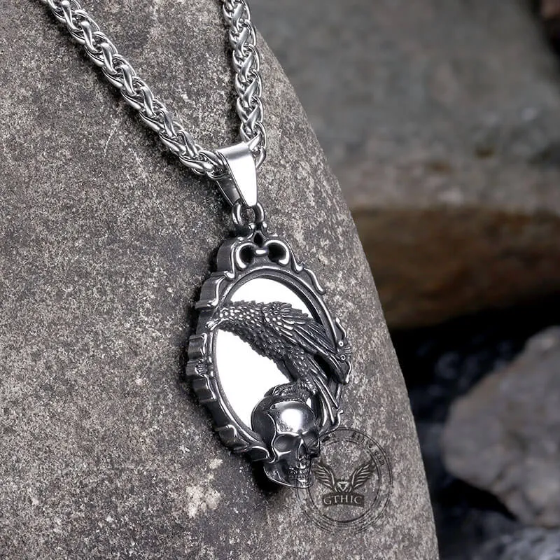 Skull And Raven Stainless Steel Pendant sold by GTHIC product image thumbnail 5