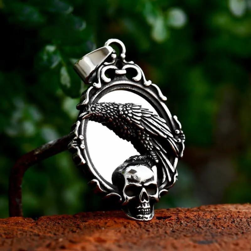 Skull And Raven Stainless Steel Pendant sold by GTHIC