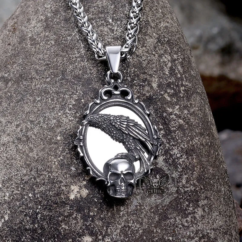 Skull And Raven Stainless Steel Pendant sold by GTHIC product image thumbnail 4