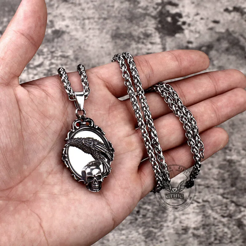 Skull And Raven Stainless Steel Pendant sold by GTHIC product image thumbnail 3