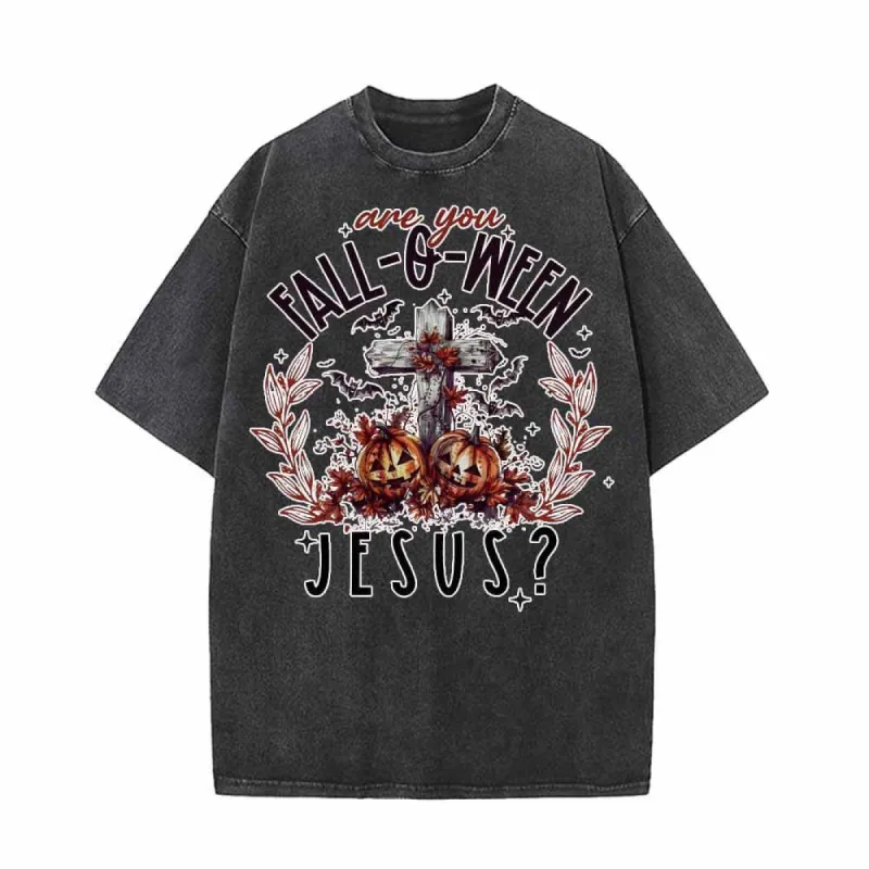 Bat Pumpkin Head Cross Halloween Vintage Washed T-shirt sold by GTHIC