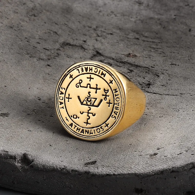 Sigil of Archangel Michael Talisman Stainless Steel Ring sold by GTHIC product image thumbnail 3