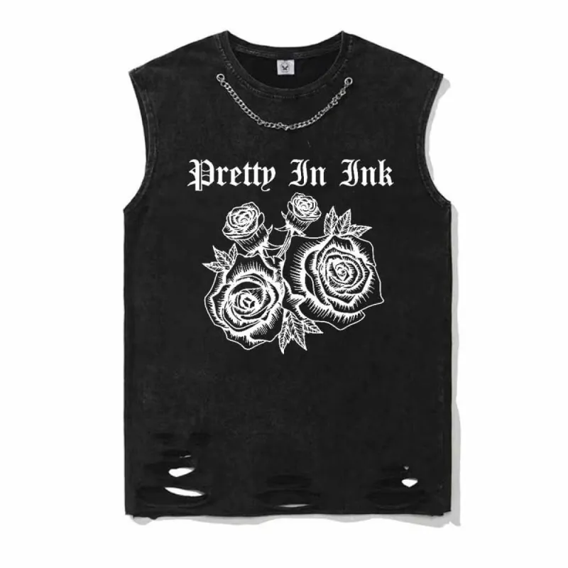 Pretty In Ink Vintage Washed Cotton Vest Top sold by GTHIC