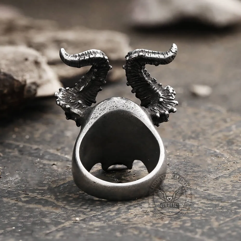 Horned Satan Devil Skull Stainless Steel Ring sold by GTHIC product image thumbnail 5