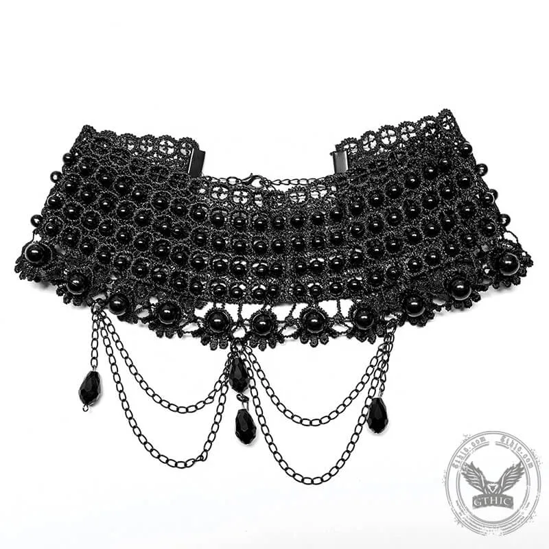 Multilayered Imitation Peal Gothic Choker Necklace sold by GTHIC product image thumbnail 4