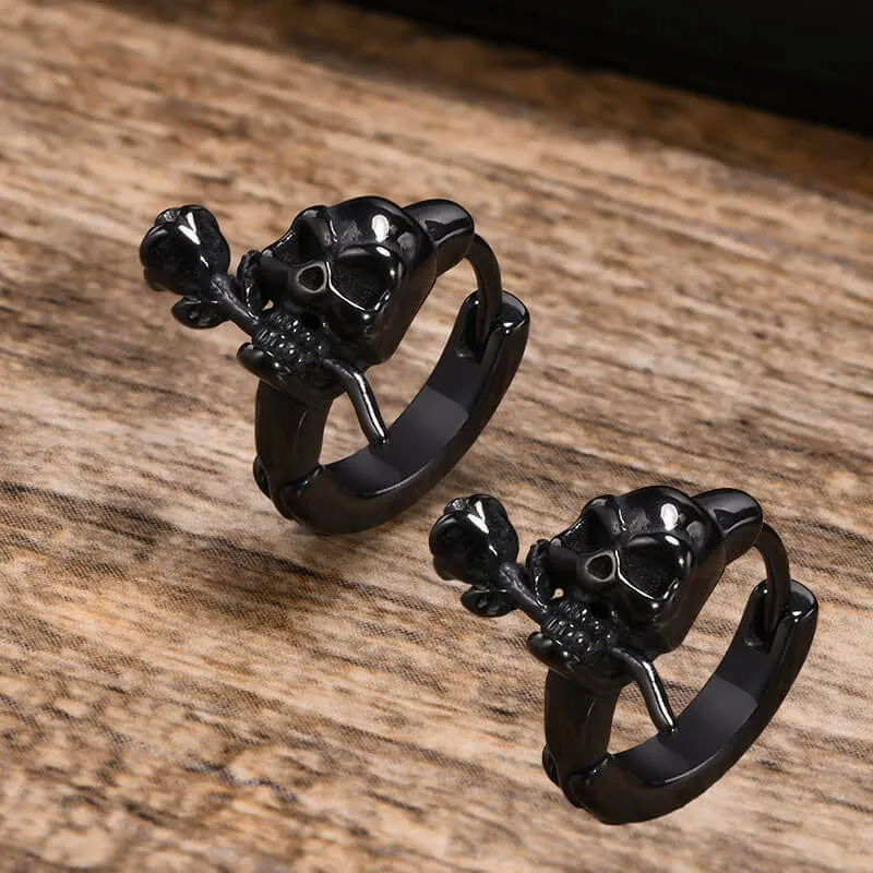 True Love Rose Skull Stainless Steel Earrings sold by GTHIC product image thumbnail 5