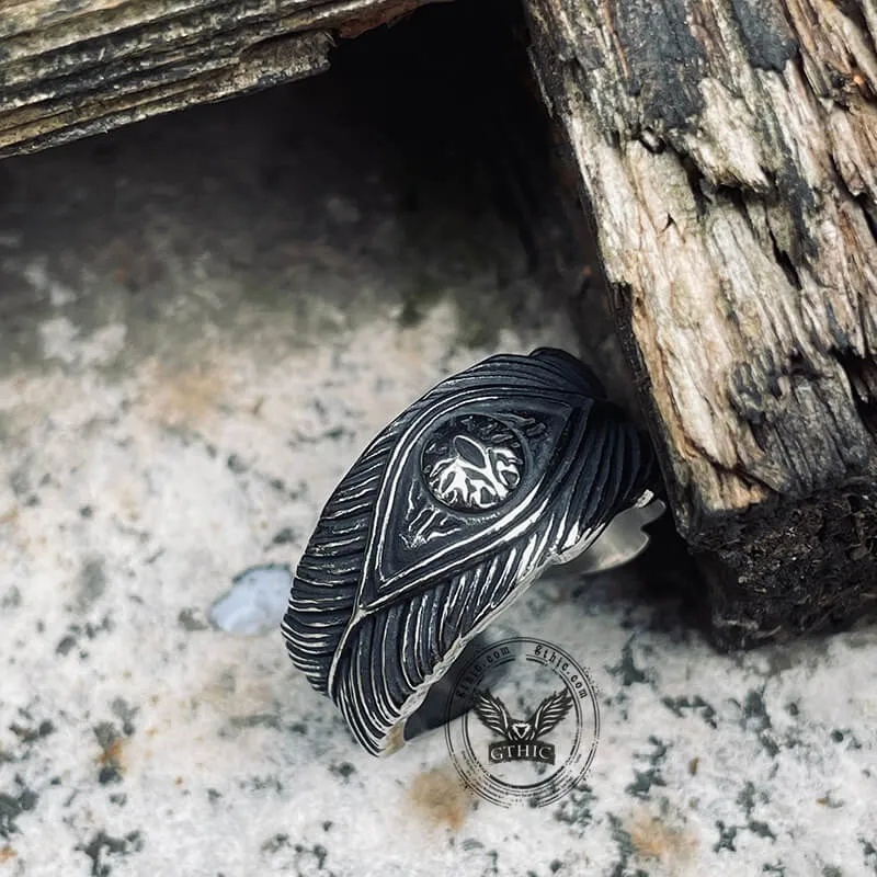 Vintage Feather Eye Stainless Steel Ring sold by GTHIC product image thumbnail 4