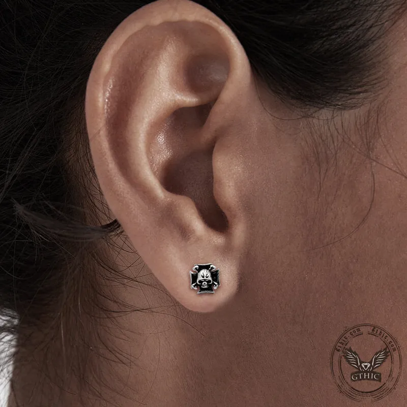 Iron Cross Stainless Steel Skull Stud Earring sold by GTHIC product image thumbnail 2