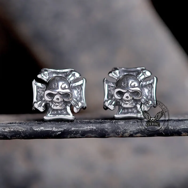 Iron Cross Stainless Steel Skull Stud Earring sold by GTHIC product image thumbnail 4