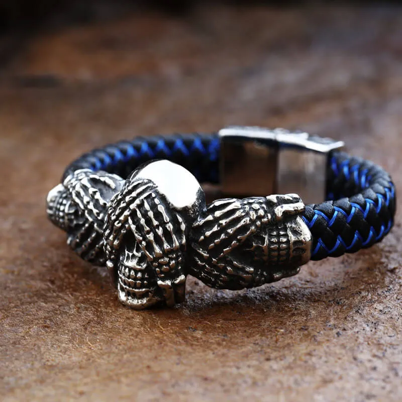 Don't Look Stainless Steel Skull Bracelet sold by GTHIC product image thumbnail 3