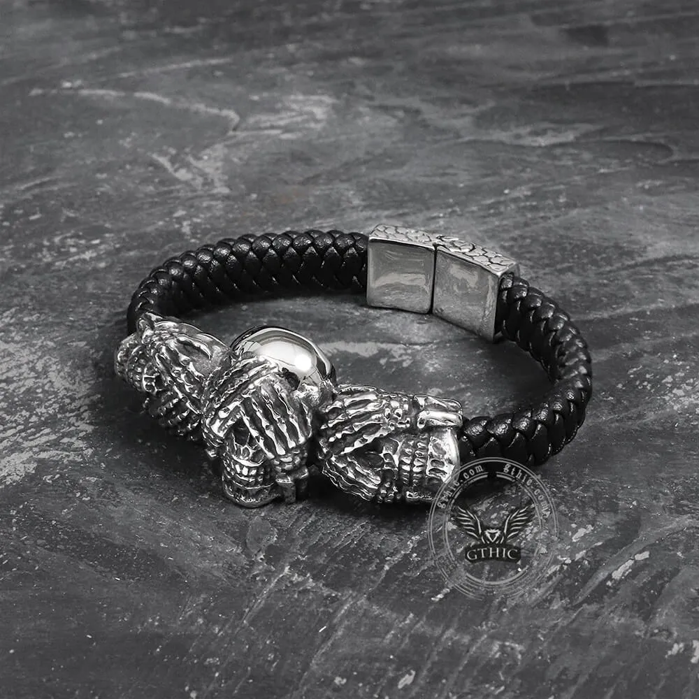 Don't Look Stainless Steel Skull Bracelet sold by GTHIC product image thumbnail 5