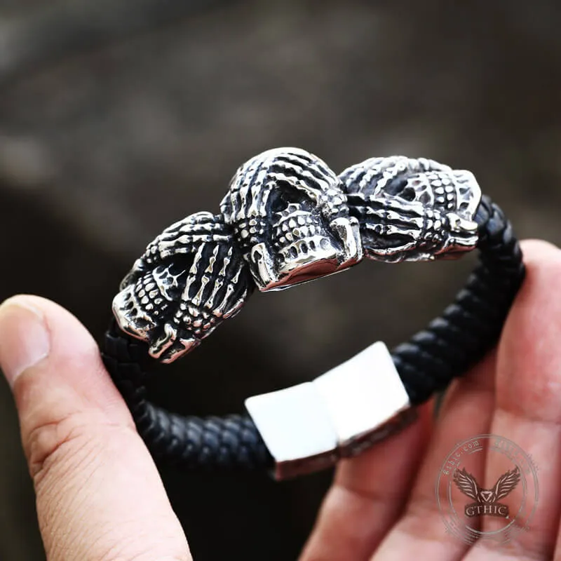 Don't Look Stainless Steel Skull Bracelet sold by GTHIC product image thumbnail 4