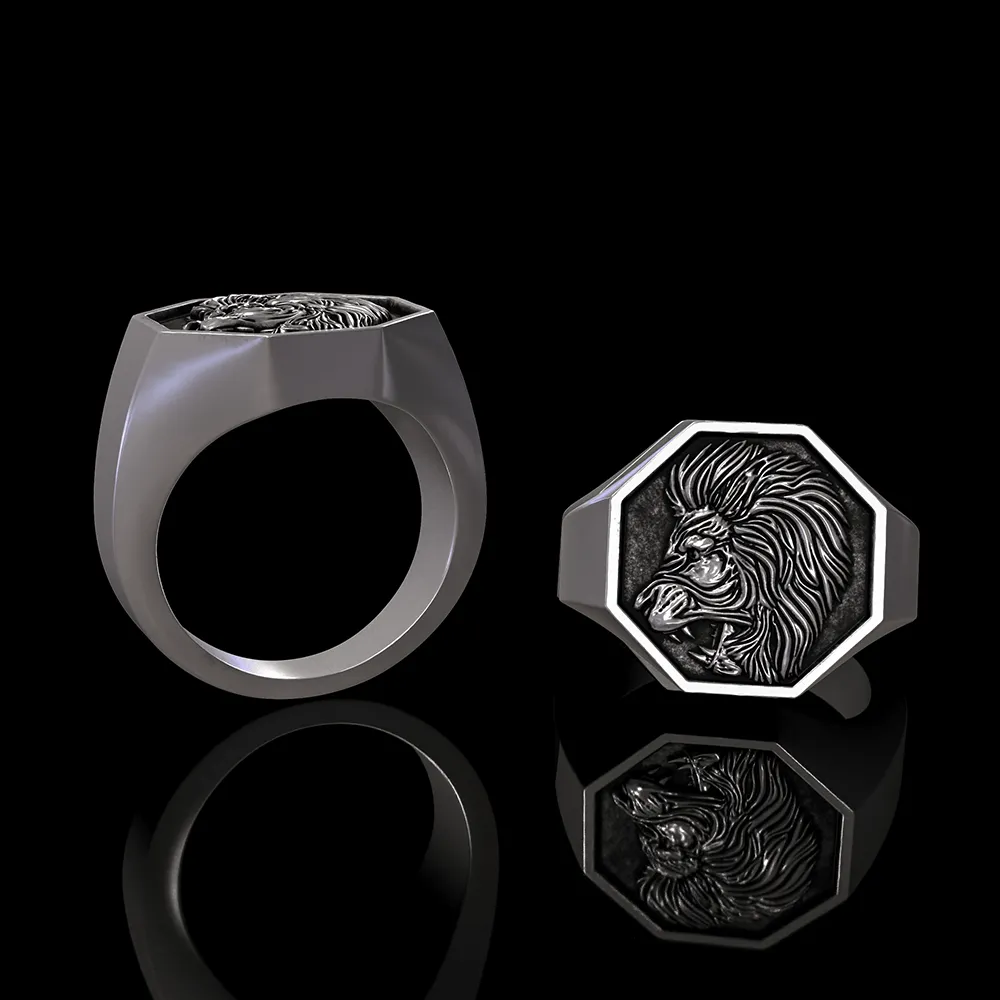 Lion Sterling Silver Signet Ring sold by GTHIC
