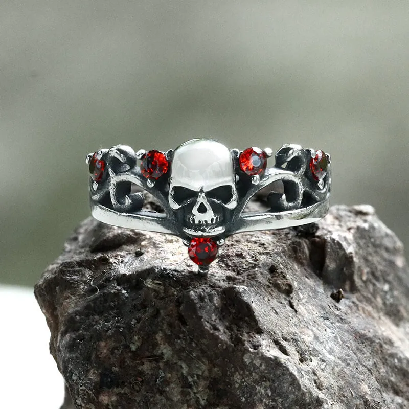Gothic Red Stone Skull Stainless Steel Ring sold by GTHIC