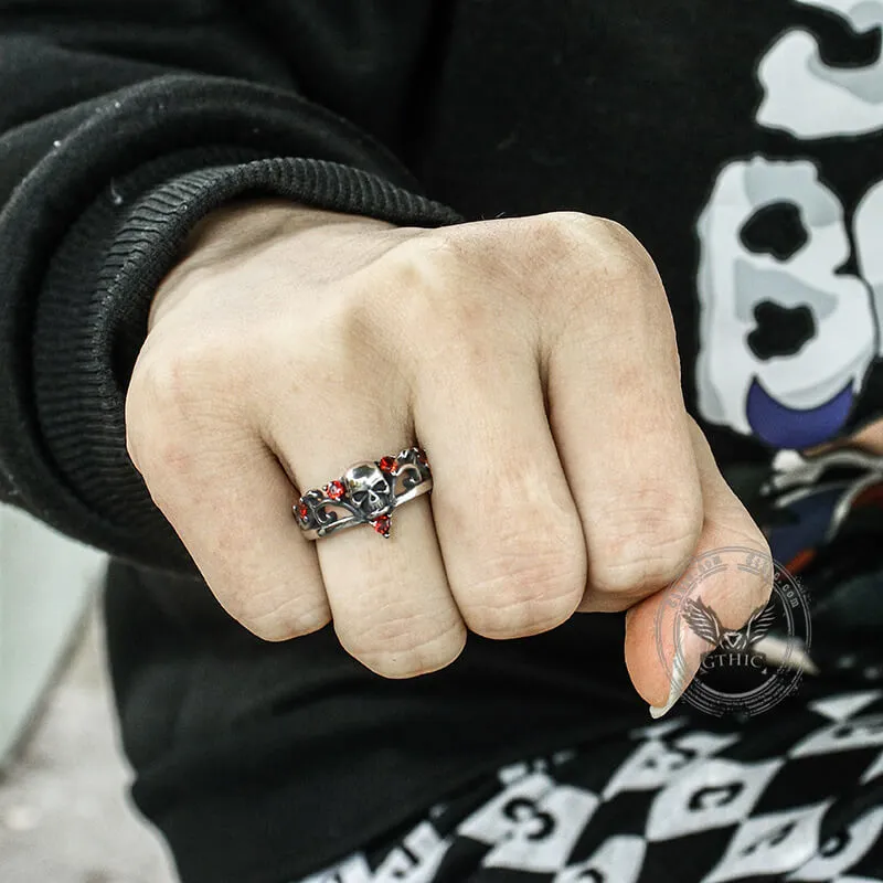 Gothic Red Stone Skull Stainless Steel Ring sold by GTHIC product image thumbnail 2