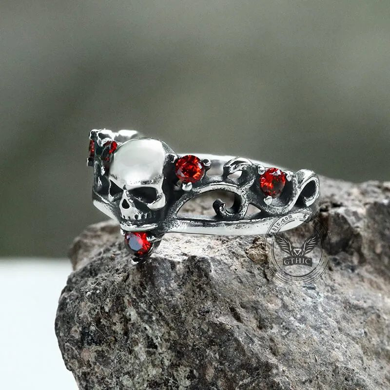 Gothic Red Stone Skull Stainless Steel Ring sold by GTHIC product image thumbnail 3