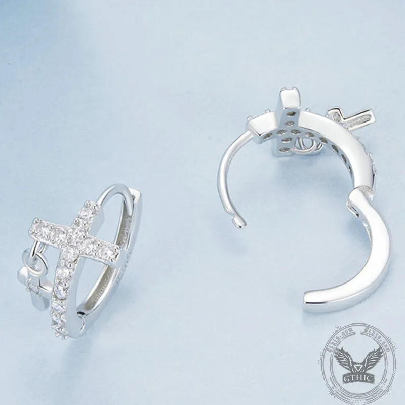 Vintage Cross Inlaid Zircon Sterling Silver Earrings sold by GTHIC product image thumbnail 5
