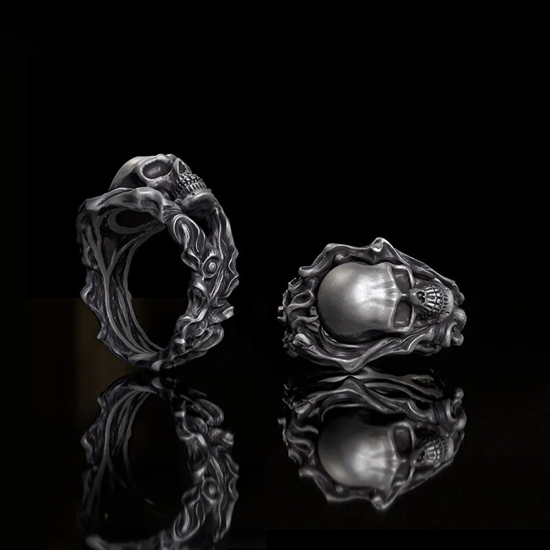 Gothic Skull Head Sterling Silver Ring sold by GTHIC