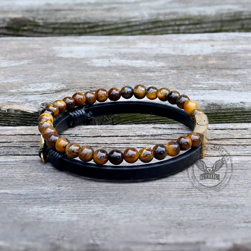 Feather Tiger’s Eye Leather Beaded Bracelet sold by GTHIC product image thumbnail 5