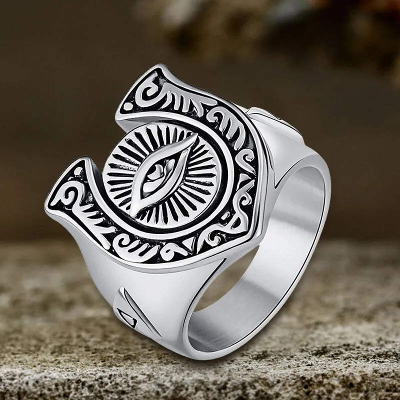 Horseshoe Eye Of Providence Stainless Steel Ring sold by GTHIC product image thumbnail 5