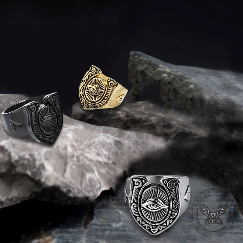 Horseshoe Eye Of Providence Stainless Steel Ring sold by GTHIC product image thumbnail 4