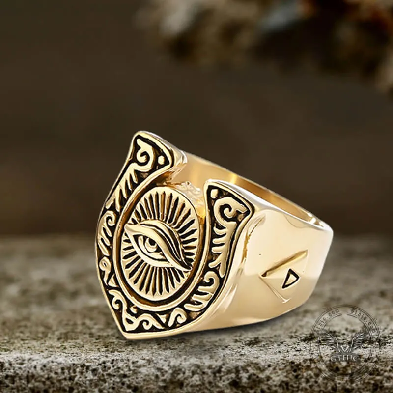Horseshoe Eye Of Providence Stainless Steel Ring sold by GTHIC product image thumbnail 2