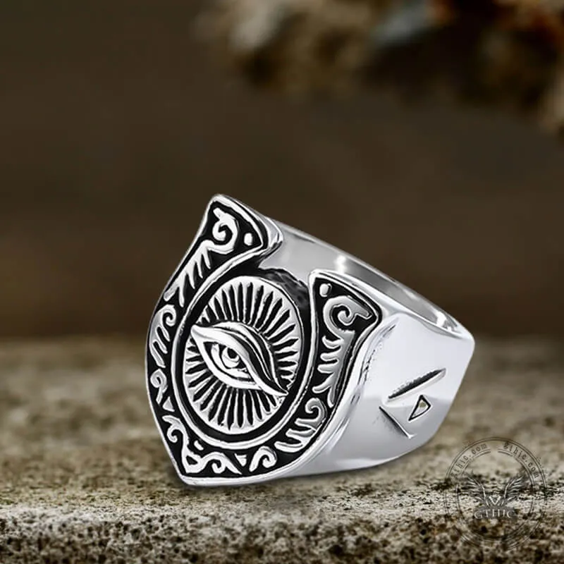 Horseshoe Eye Of Providence Stainless Steel Ring sold by GTHIC