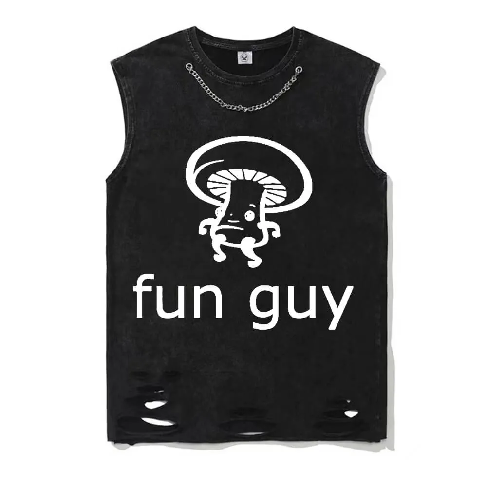 Fun Guy Print Vintage Washed Vest Top sold by GTHIC