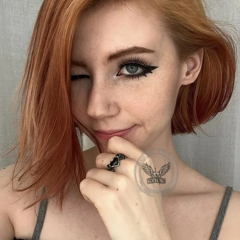 Bat And Heart Stainless Steel Gothic Ring sold by GTHIC product image thumbnail 2