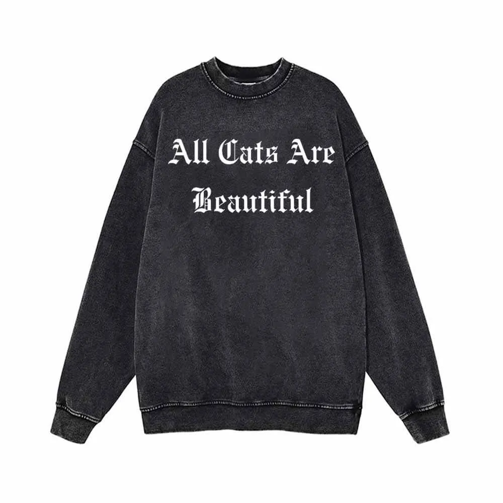 Goth All Cats Are Beautiful Vintage Washed Sweatshirt sold by GTHIC