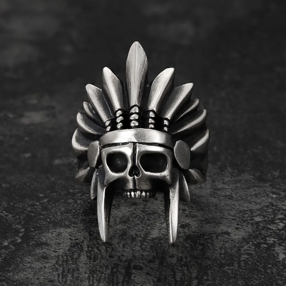 Tribal Chief Sterling Silver Skull Ring sold by GTHIC