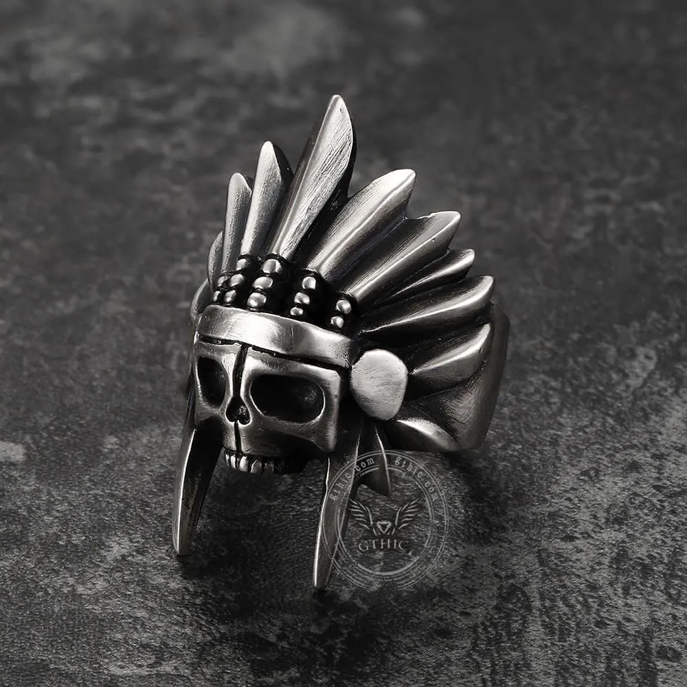 Tribal Chief Sterling Silver Skull Ring sold by GTHIC product image thumbnail 2