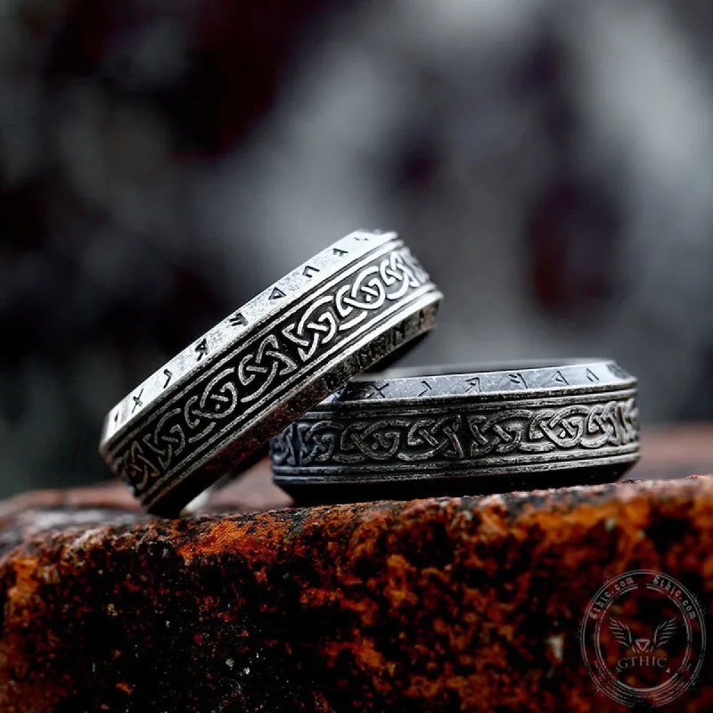 Vintage Viking Celtic Knot Runes Stainless Steel Band Ring sold by GTHIC
