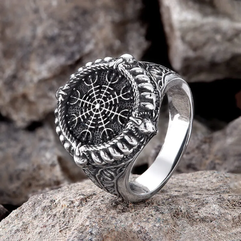 Viking Helm of Awe Stainless Steel Skull Ring sold by GTHIC